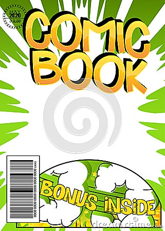 Editable comic book cover with simple explosion background. Vector illustration Vector Illustration