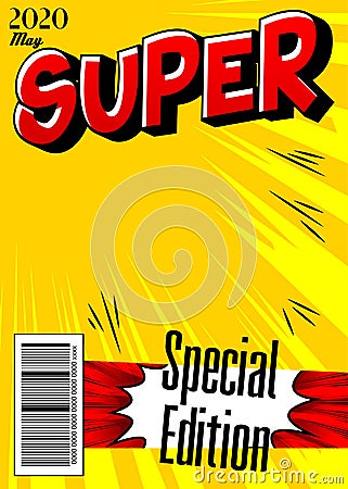 Editable comic book cover with simple explosion background. Vector illustration Vector Illustration