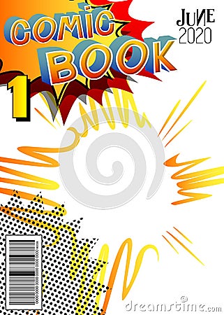 Editable comic book cover with simple explosion background. Vector illustration Vector Illustration