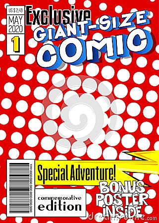 Editable comic book cover with simple explosion background. Vector illustration Vector Illustration