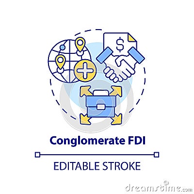 Customizable conglomerate FDI icon Vector Illustration