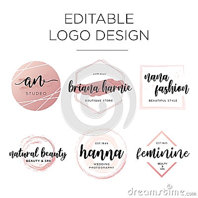 Editable feminine logo design template Stock Photo