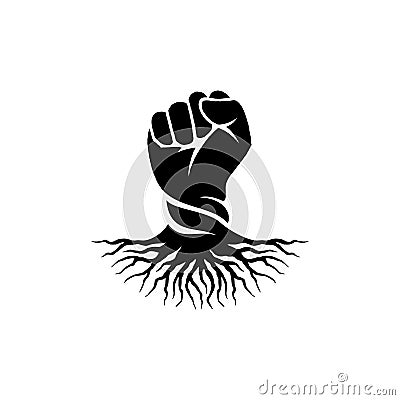 Hand fist and root logo design inspiration - Rebel logo design inspiration Vector Illustration