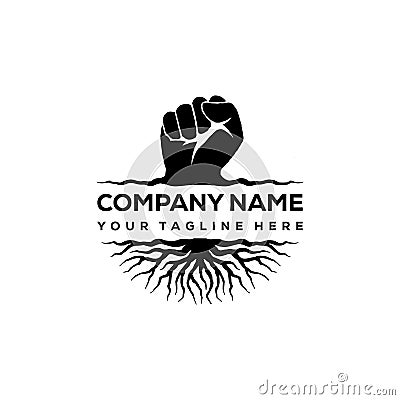 Hand fist and root logo design inspiration - Rebel logo design inspiration Vector Illustration