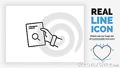 Editable line icon of a person giving a document about SEO Vector Illustration