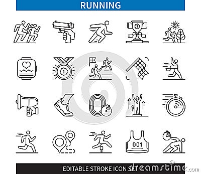 Running editable stroke icon set Stock Photo