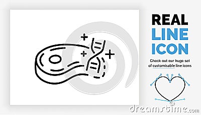 Editable real line icon of lab grown meat Vector Illustration