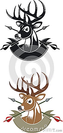 Deer buck with crossing hunting arrows Vector Illustration