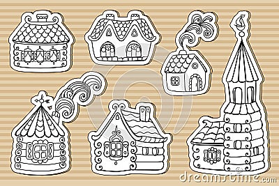 Cardboard little fairy tail houses Vector Illustration