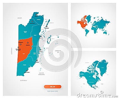 Editable template of map of Belize Vector Illustration
