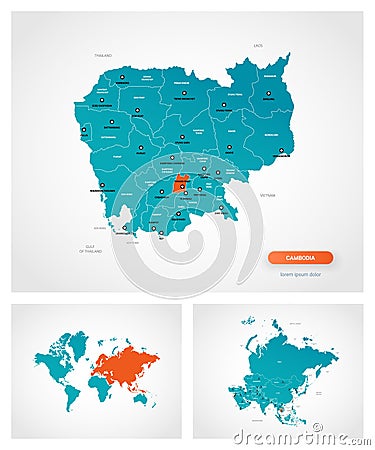 Editable template of map of Cambodia Vector Illustration