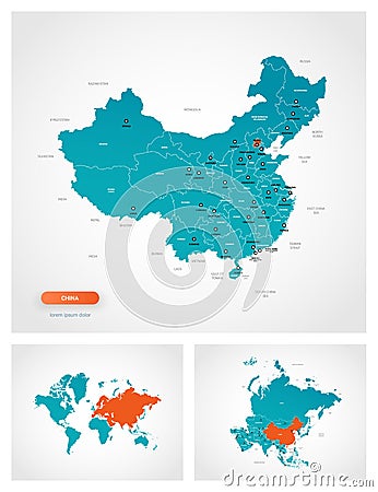 Editable template of map of China Vector Illustration