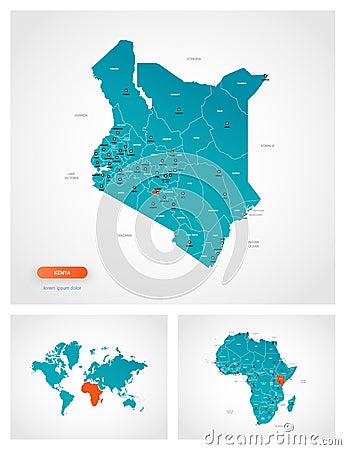 Editable template of map of Kenya Vector Illustration