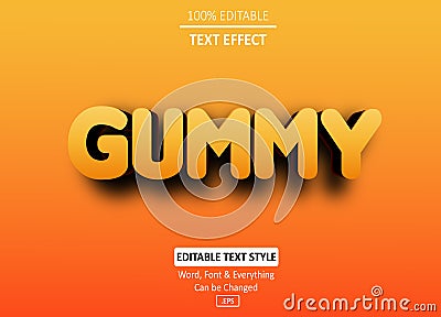 Gummy Orange Editable Text Effect Vector Illustration