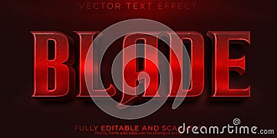 Editable text effect blade, 3d sword and warrior font style Vector Illustration