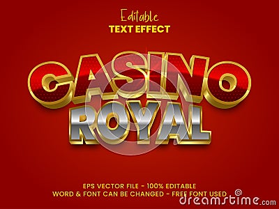 Editable text effect. Casino royal text effect style Vector Illustration