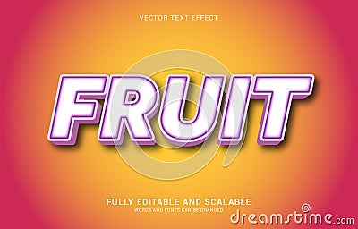 Editable text effect, Fruit style Vector Illustration