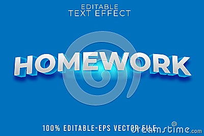 Editable text effect homework with modern style Vector Illustration