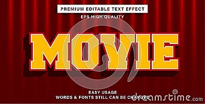 Editable text effect movie Vector Illustration