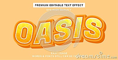 Editable text effect oasis Vector Illustration