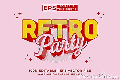 Editable text effect Retro Party 3d cartoon style premium vector Vector Illustration
