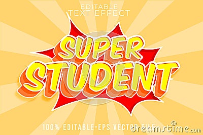 Editable text effect super student comic style Vector Illustration