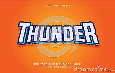 Editable text effect, Thunder style Vector Illustration