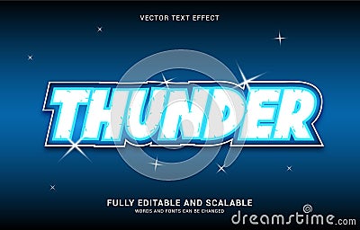 Editable text effect, Thunder style Vector Illustration