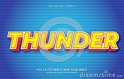 Editable text effect, Thunder style Vector Illustration