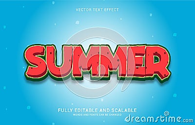 editable text effect, Water Melon Summer style Vector Illustration