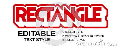 Editable text effect, youthful geometrical graphic style template. Customizable tweaking contour style. Vector Vector Illustration