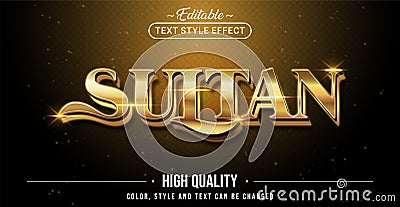 Editable text style effect - Sultan with Golden text style theme Vector Illustration