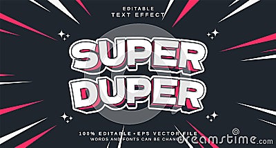 Editable text style effect - Super Duper text style theme Vector Illustration