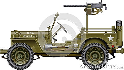 Military vehicle with mounted machine gun Vector Illustration