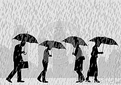 Rain people Vector Illustration