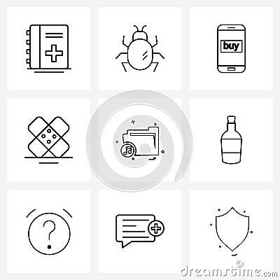 9 Editable Vector Line Icons and Modern Symbols of files, file, online shopping, hospital, health Vector Illustration