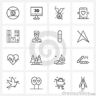 16 Editable Vector Line Icons and Modern Symbols of game, decision, games, phone, love Vector Illustration