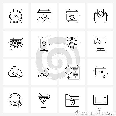 16 Editable Vector Line Icons and Modern Symbols of games, letter, website, mother, mothers day Vector Illustration