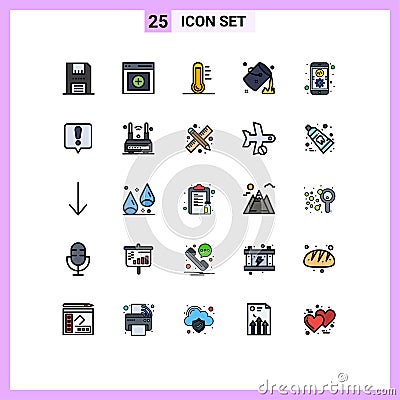 Editable Vector Line Pack of 25 Simple Filled line Flat Colors of fill, color, user, bucket, environment Vector Illustration