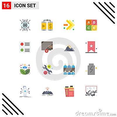 Stock Vector Icon Pack of 16 Line Signs and Symbols for money, radio button, arrows, list, vitamin Vector Illustration