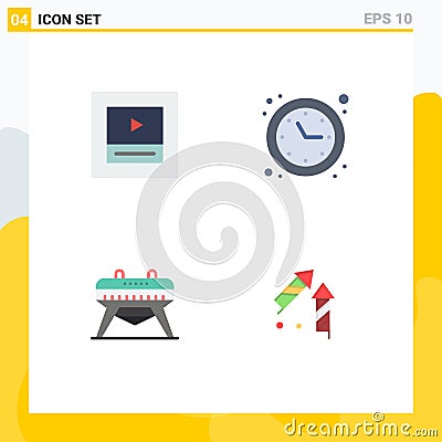 Editable Vector Line Pack of 4 Simple Flat Icons of layout, horse, clock, time optimization, china Vector Illustration