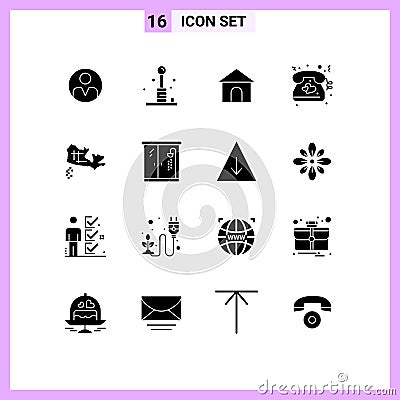 Editable Vector Line Pack of 16 Simple Solid Glyphs of canada, telephone, recreation, love, shope Vector Illustration