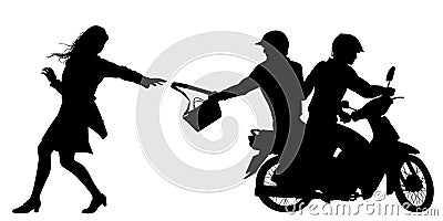 Bag snatchers silhouette Vector Illustration