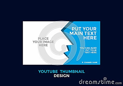 Editable youtube thumbnail design in blue color theme Vector Illustration