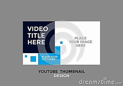 Editable youtube thumbnail design in square blue color theme Vector Illustration