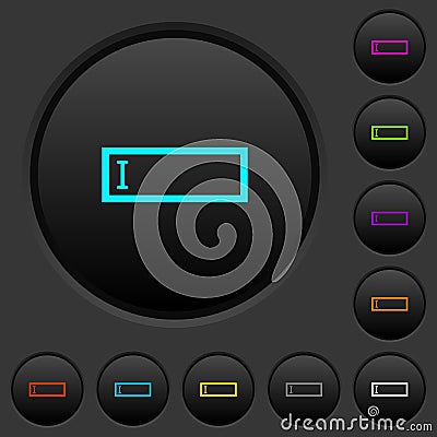 Editbox with editing cursor dark push buttons with color icons Stock Photo