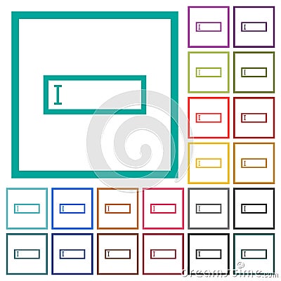 Editbox with editing cursor flat color icons with quadrant frames Stock Photo
