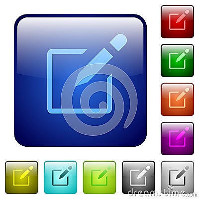 Editbox with pencil color square buttons Stock Photo