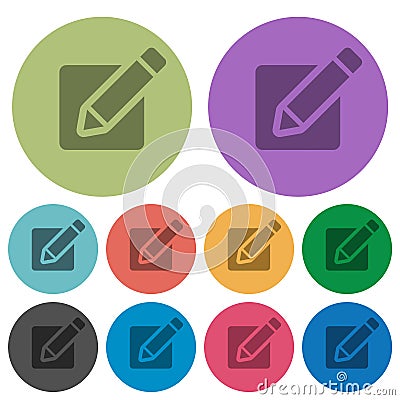 Editing box with pencil solid color darker flat icons Vector Illustration