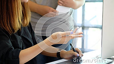 Editor talking a plan for magazine edit team. Stock Photo